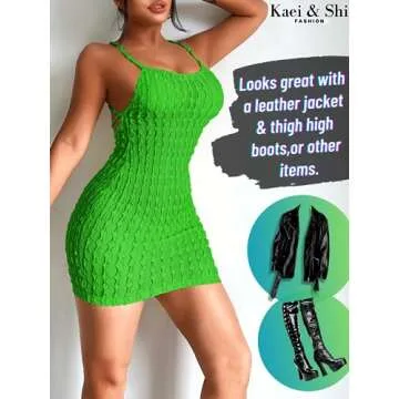 Kaei&Shi Swimsuit Cover Up 2024 for Women Sexy Sun Beach Pool Crochet Coverups Beachy Miami Vegas Summer Bodycon Sundresses,Grass Green,Small
