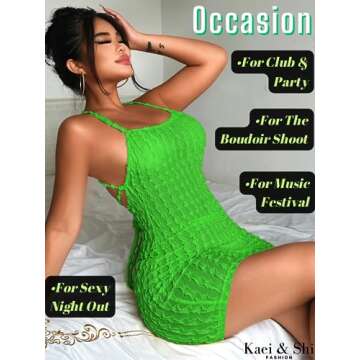 Kaei&Shi Swimsuit Cover Up 2024 for Women Sexy Sun Beach Pool Crochet Coverups Beachy Miami Vegas Summer Bodycon Sundresses,Grass Green,Small