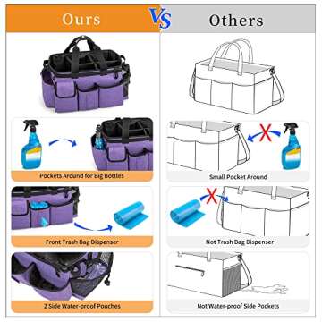 LoDrid Large Wearable Cleaning Caddy Bag with Detachable Divider, Cleaning Organizer with Handles, C...
