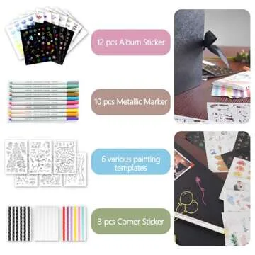 Bemece DIY Scrapbook Album with Markers and Stickers