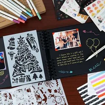 Bemece DIY Scrapbook Album with Markers and Stickers