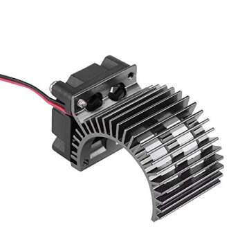 Dilwe Motor Heat Sink Heat Sink with Cooling Fan for 1/10 Scale Electric RC Car 540/550 Motor(Black)