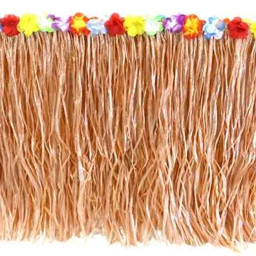 GiftExpress Vibrant Luau Grass Table Skirt with Hibiscus Decorations