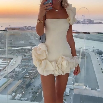 Gogobear Off Shoulder Ruffles Homecoming Dress for Teens