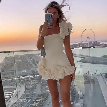 Gogobear Off Shoulder Ruffles Homecoming Dress for Teens