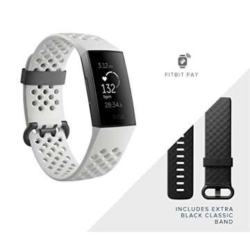 Fitbit Charge 3 SE Fitness Activity Tracker Graphite/White Silicone, One Size (S and L Bands Included),1 Count (Pack of 1)