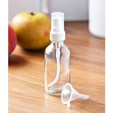 JUVITUS 2 oz / 60 ml Clear Glass Boston Round White Treatment Pump Bottle (24 pack) + Funnel