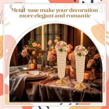 Rtteri 4 Pcs Crystal Trumpet Flower Vase 20 Inch Tall Wrought Iron Crystal Vase Flower Stand Centerpieces Wedding Table Vases Decor for Home Anniversary Ceremony Party Event Christmas