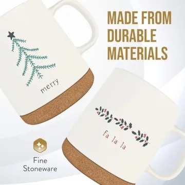 American Atelier 15 Oz Christmas Mug Set - Stylish Stoneware Mugs