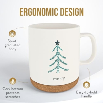 American Atelier 15 Oz Christmas Mug Set - Stylish Stoneware Mugs