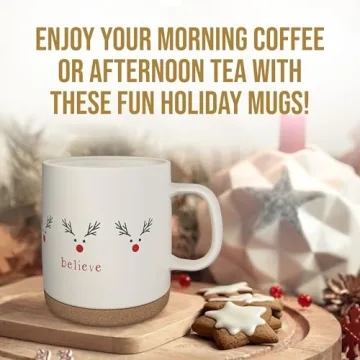 American Atelier 15 Oz Christmas Mug Set - Stylish Stoneware Mugs