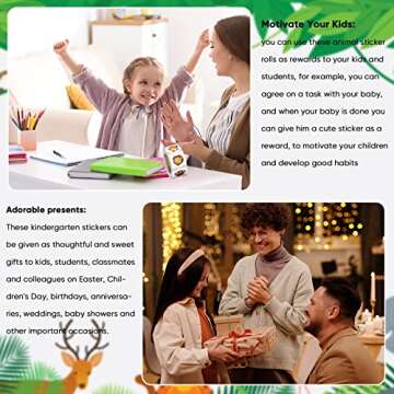 1500 Pieces Adorable Round Animal Stickers Incentive Stickers for Kids Classroom Supplies Stickers 3 Roll Cute Motivating Stickers School Teacher Reward for Class Home,1 Inch (Land Animals' Heads)