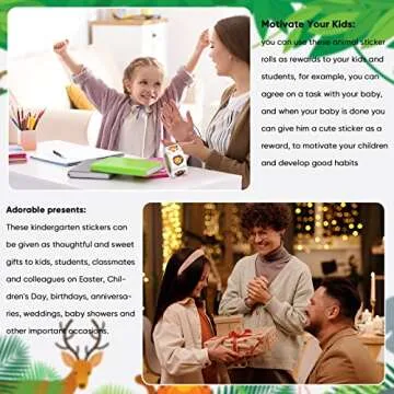 1500 Pieces Adorable Round Animal Stickers Incentive Stickers for Kids Classroom Supplies Stickers 3 Roll Cute Motivating Stickers School Teacher Reward for Class Home,1 Inch (Land Animals' Heads)