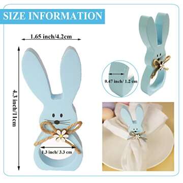 Easter Napkin Rings Set of 6 Cute Bunny Holders