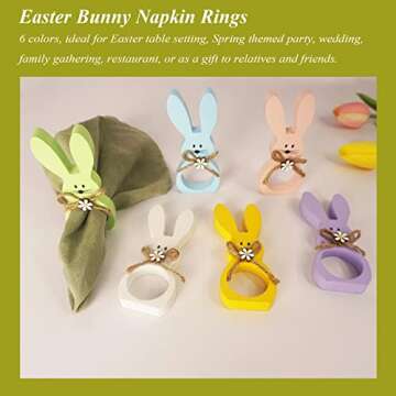 Easter Napkin Rings Set of 6 Cute Bunny Holders