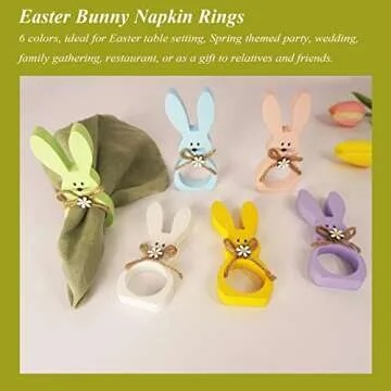 Easter Napkin Rings Set of 6 Cute Bunny Holders
