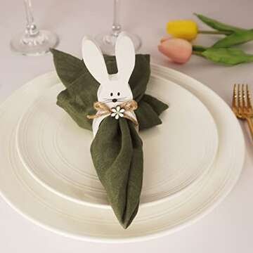 Easter Napkin Rings Set of 6 Cute Bunny Holders