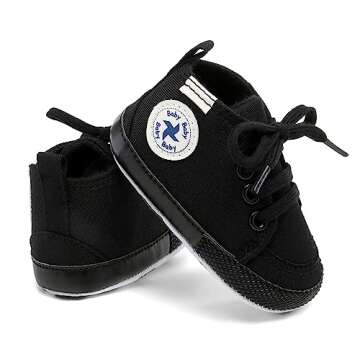 Baby Girls Boys Shoes Soft Anti-Slip Sole Newborn First Walkers Star High Top Canvas Denim Unisex In...