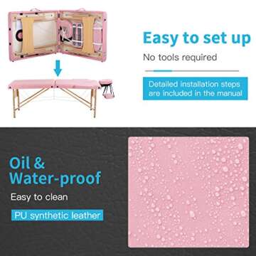 BestMassage Massage Bed Portable Massage Table 28 inche Wide Lash Bed Heigh Adjustable 2 Folding Spa Table with Non-Woven Bag for Spa Footmassage Facial CareSpa Tattoo