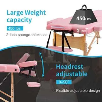 BestMassage Massage Bed Portable Massage Table 28 inche Wide Lash Bed Heigh Adjustable 2 Folding Spa Table with Non-Woven Bag for Spa Footmassage Facial CareSpa Tattoo