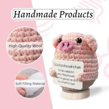 Handmade Positive Crochet Animal, Cute Crochet Animals Stuff Funny Knitted Wool Handwoven Ornaments, Emotional Support Crochet Unique Birthday Gift for Friends Women Valentines Day Gifts for Her