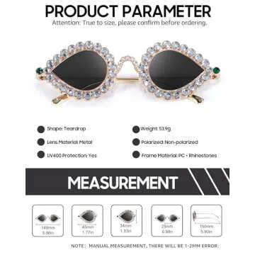 IGnaef Rhinestone Cat Eye Sunglasses for Women