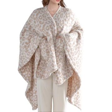 JOOJA Wearable Blanket Super Soft Feather Yarn Blanket Shawl with Pockets Fuzzy Throw Blanket TV Bla...