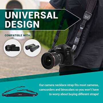 Movo Photo NS-1 Shock-Absorbing Neoprene Camera Neck Strap with Quick Release