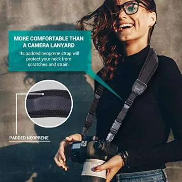 Movo Padded Neoprene Camera Strap for DSLR and Mirrorless Cameras
