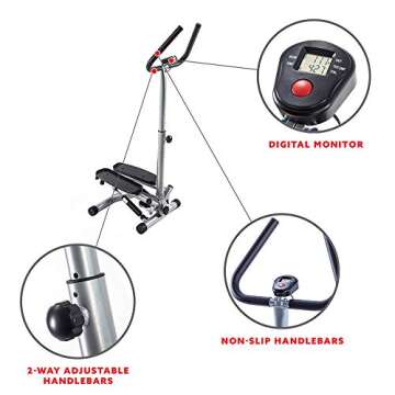 Sunny Health & Fitness NO. 059 Twist Stepper Step Machine w/Handle Bar and LCD Monitor