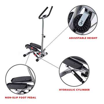 Sunny Health & Fitness NO. 059 Twist Stepper Step Machine w/Handle Bar and LCD Monitor