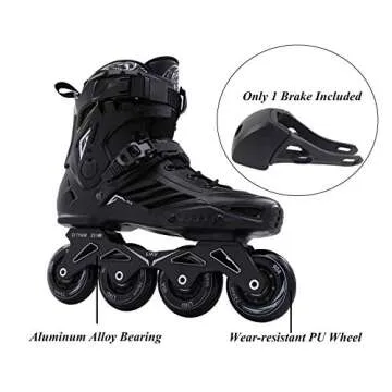 LIKU Fitness Professional Inline Roller Skates Women Men Adult Youth Black (Men 7,Women 8)