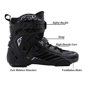 LIKU Fitness Professional Inline Roller Skates Women Men Adult Youth Black (Men 7,Women 8)
