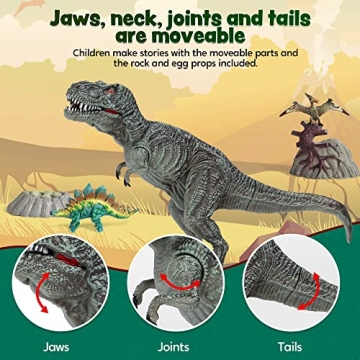 JOYIN 18 Pcs Dinosaur Figures with Movable Jaws Set