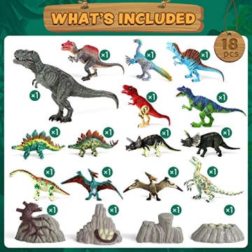 JOYIN 18 Pcs Dinosaur Figures with Movable Jaws Set
