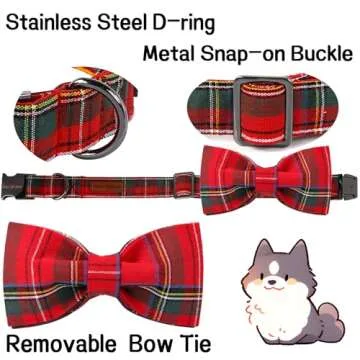 Unique style paws Christmas Dog and Cat Collar with Bow Pet Gift Adjustable Soft and Comfy Bowtie Collars for Small Medium Large Dogs