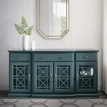 Elegant Walker Edison Buffet Sideboard with Glass Doors