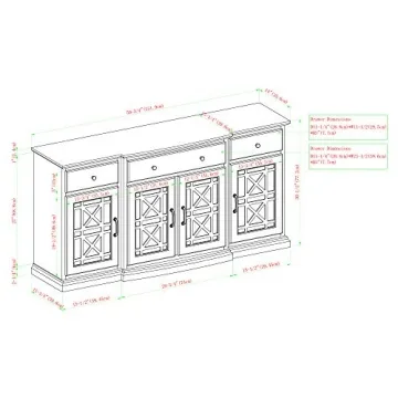 Elegant Walker Edison Buffet Sideboard with Glass Doors