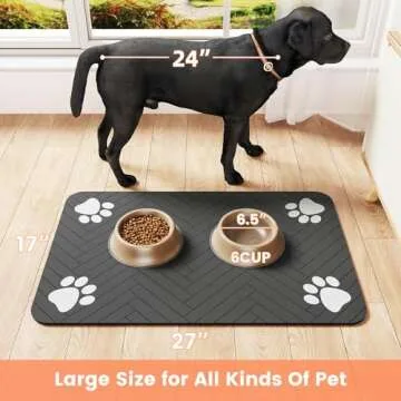 Pet Feeding Mat-Absorbent Pet Placemat for Food and Water Bowl, with Waterproof Rubber Backing, Quick Dry Water Dispenser Mat for Dog and Cat (12"x20", Beige)