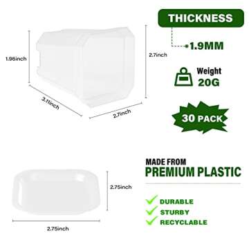 foxany 3" Clear Nursery Pots, 30 Pcs Thick Plastic Plant Pots, Square Flower Planting Pots, Seedling Planter Seed Starter Pots with Saucers
