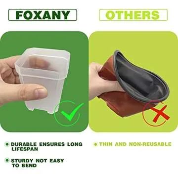 foxany 3" Clear Nursery Pots, 30 Pcs Thick Plastic Plant Pots, Square Flower Planting Pots, Seedling Planter Seed Starter Pots with Saucers