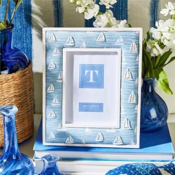 Two's Company Hand-Beaded Sailboat Photo Frames Set