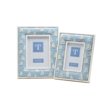 Two's Company Hand-Beaded Sailboat Photo Frames Set