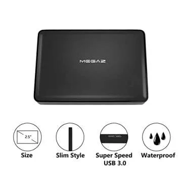 MegaZ 120GB External Hard Drive - Backup Slim 2.5'' Portable HDD USB 3.0 for PC, Mac, Laptop, Chromebook, 3 Year Warranty