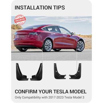 BASENOR Tesla Model 3 Mud Flaps – All Weather Protection without Drilling