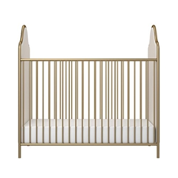 Little Seeds Piper Upholstered Metal Crib in Gold, Convertible & Stylish