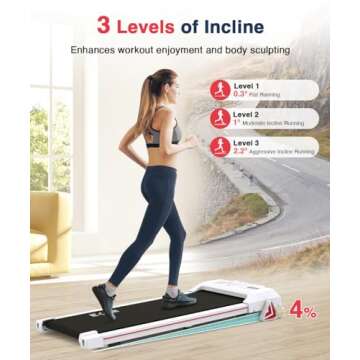 Redliro Walking Pad with Incline Under Desk Treadmill, Portable Compact Installation-Free Treadmills...