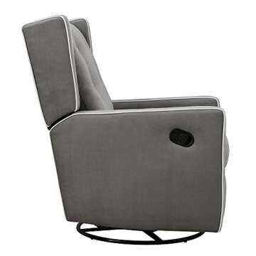 Baby Relax Mikayla 4-in-1 Swivel Glider Rocker Recliner Chair, Gray Microfiber