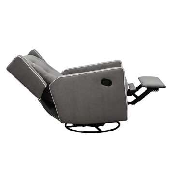 Baby Relax Mikayla 4-in-1 Swivel Glider Rocker Recliner Chair, Gray Microfiber