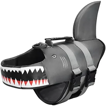 Dog Life Jacket Swimming Vest - Shark Design & Safety Handle